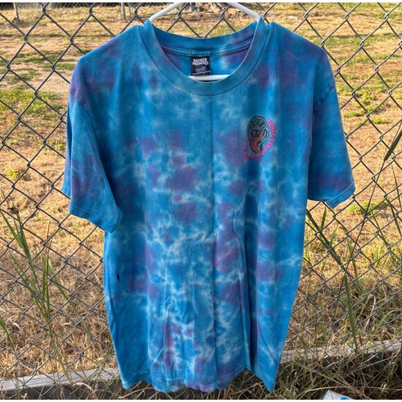 Broken Promises Santa Cruz Cobra Snake Tie Dye T-Shirt Medium Blue Graphic Tee - Picture 2 of 7